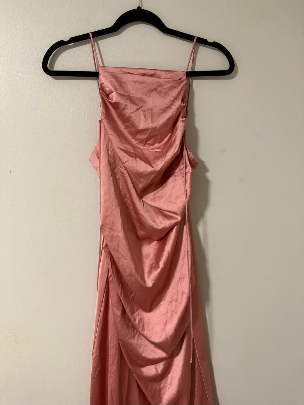 Astr Strapless Satin Slip Dress in Dusty Rose